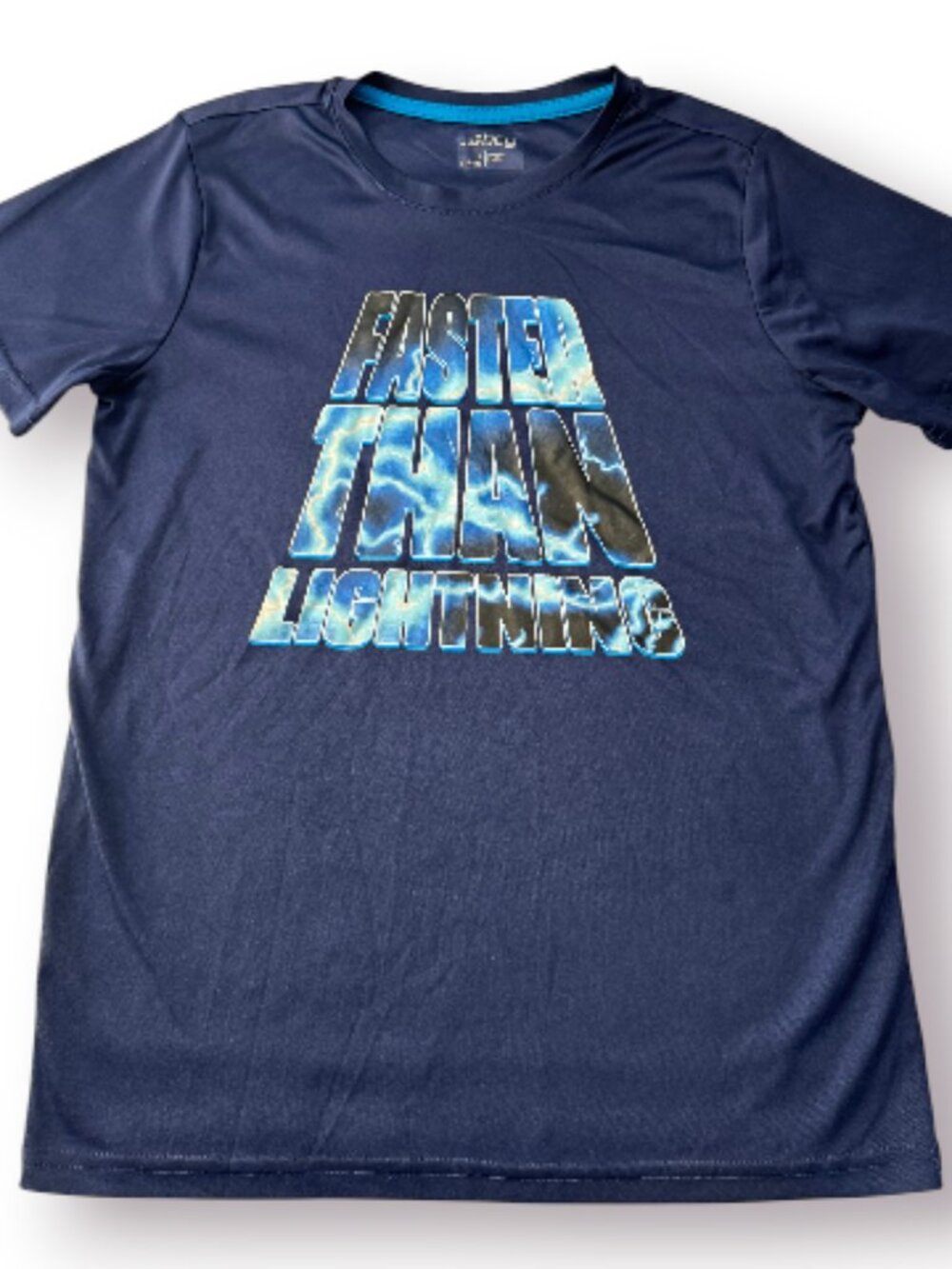 BCG Boys Faster Than Lightning Performance Graphic Active Tee Blue L 14-16 - Picture 2 of 7